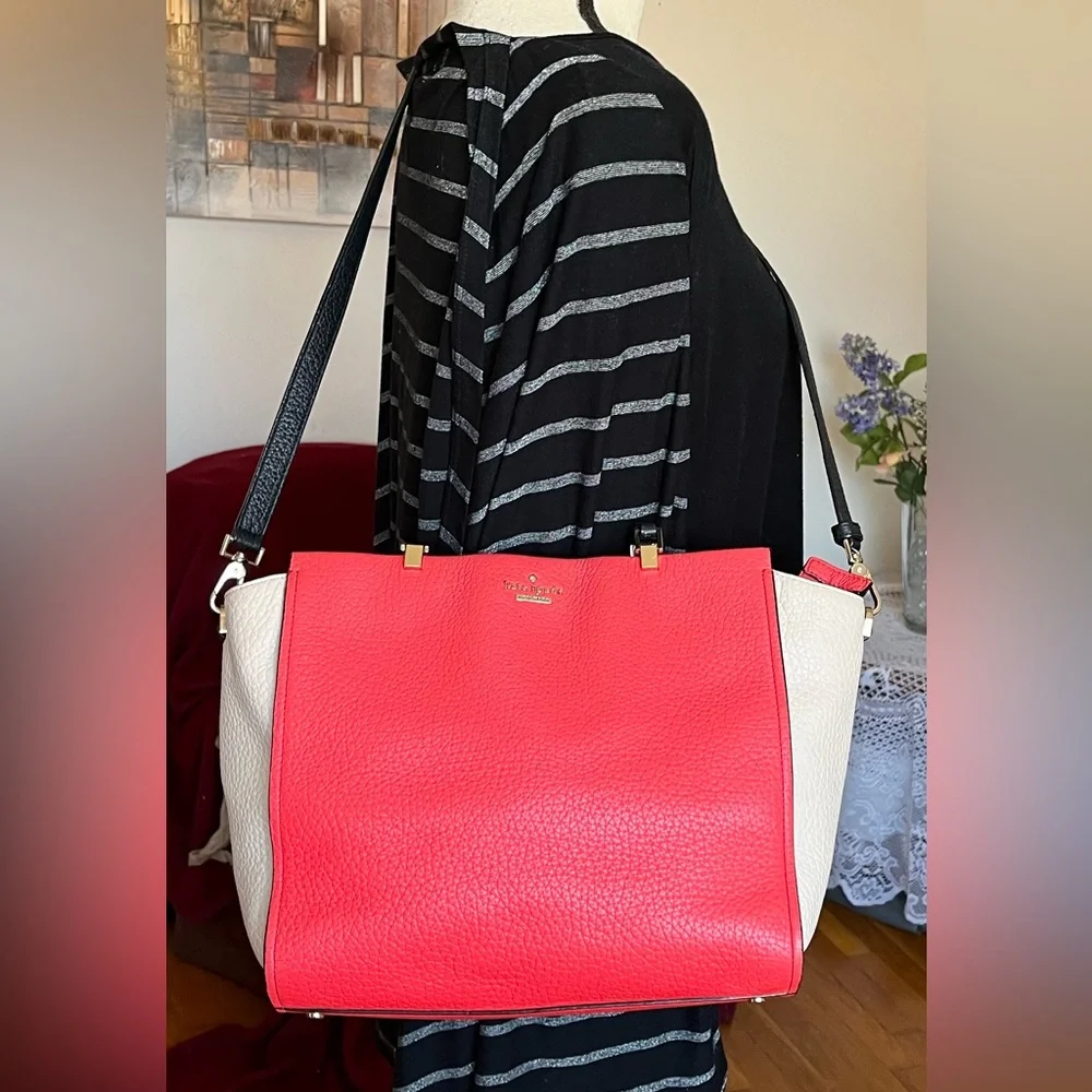 Kate spade Chelsea Hayden pebbled leather colorblock satchel with strap purse - Picture 4 of 17